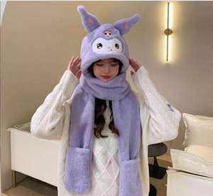 Grosir sarung tangan syal anak perempuan hangat musim dingin luar ruangan lembut 3-in-1 Pochaco Melody KT Fashion Set terinspirasi oleh Kuromi - Product Image 4