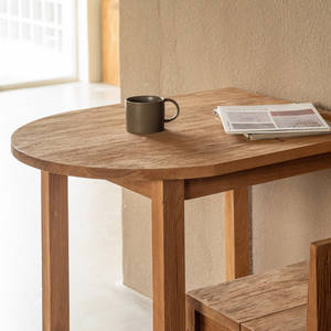 विंटेज ठोस लकड़ी डाइनिंग टेबल गोल आधा चंद्रमा फिर से प्राप्त एल्म डेस्क मध्य शताब्दी आधुनिक घरेलू फर्नीचर - Product Image 2