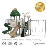 Module de terrain de jeux SageDelightRides ODM avec toboggan ondulé et unité de balançoire intégrée pour enfants, en LLDPE et acier galvanisé, pour parcs communautaires, OEM