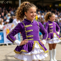 Robe violette, uniforme de majorette, robe de fanfare, costumes de danse pour filles et enfants