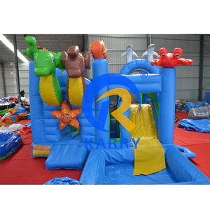 Castillo Inflable Comercial de PVC con Tobogán y Piscina, Diseño de Mundo Submarino Azul, Precio de Fábrica - Product Image 2