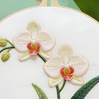 Décoration murale brodée de fleurs, art du point de croix, orchidée, artisanat de broderie à la main