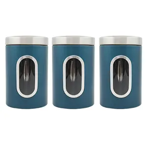 Rundes Tee-Zucker-Kaffeekanister-Set mit 3 Küchenaufbewahrungskanistern aus Edelstahl lebensmittel versiegelte Tankdosen Gläser