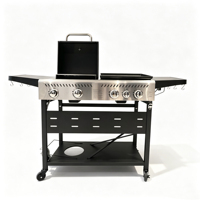 Barbecue au propane en acier thermolaqué haute température sur chariot, facile à assembler et à nettoyer, pour cuisines extérieures, camping et usage domestique