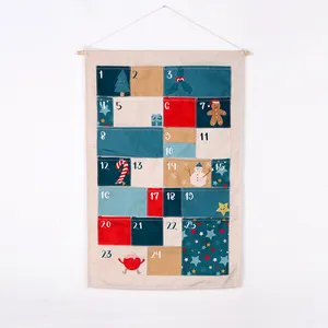 Hanging wall storage bag fabric empty christmas decoration countdown advent pocket calendar for kids children gift with toys
