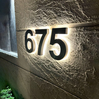 Enseignes lumineuses 3D LED pour numéros de maison, numéros de maison rétroéclairés en acier inoxydable pour enseignes de maison