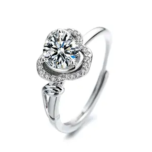 Zircon Ring Women's Classic Six Claw One Carat Women's Ring Live Ring