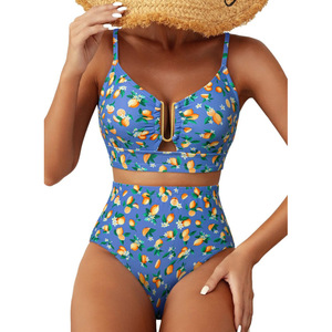 Conjunto de Bikini de 2 Piezas para Mujer 2026, Cintura Alta, Corte en U, Estampado Floral, con Espalda Cruzada - Product Image 3