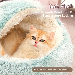Universelles Winter-Warmes Halbgeschlossenes Katzenbett, Modische Einfarbige Plüsch-Filz-Matratze, Weiches Nest für Katzen und Hunde - Product Image 4
