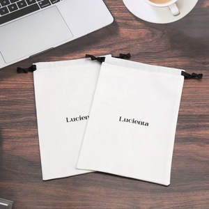 Pochette cadeau en mousseline écologique recyclable avec logo personnalisé pour mariage, sac anti-poussière en sergé de coton biologique avec cordon de serrage, vente en gros - Product Image 2