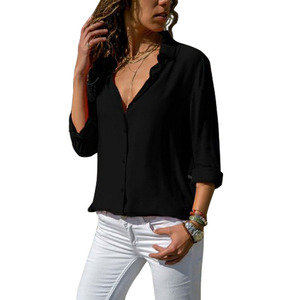 Camicette da donna <span class=keywords><strong>eleganti</strong></span> camicetta in Chiffon da lavoro con colletto rovesciato a maniche <span class=keywords><strong>lunghe</strong></span> camicetta Casual top - Product Image 6