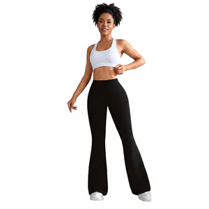 Plus Size Women's High Waisted Hip Lifting Wide Leg Black Yoga Pants Sports Micro <b>Flared</b> <b>Leggings</b> Spandex Polyester - Product Image 1