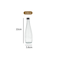 Botella de Vidrio Transparente para Agua Mineral y Gaseosa, 1000ml, 750ml, 500ml, 330ml, Forma Redonda, con Tapa de Aluminio y Logotipo Personalizado, Venta al Por Mayor