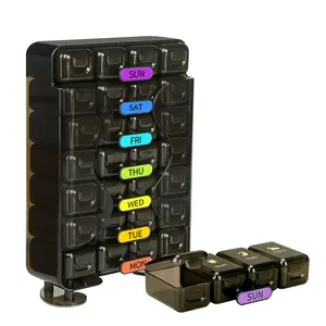 Gujia Storage Medicine Box Pill Box Organizer 4 Times A Day Pill Case Medicine Case 28 Compartments Pill Box
