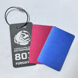 Logotipo personalizado, etiqueta para bolsa <span class=keywords><strong>en</strong></span> blanco grabada, oro rosa, azul, verde, recuerdo de boda, tripulación de crucero, viaje, etiqueta de equipaje de aluminio y Metal personalizada - Product Image 2