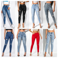 Nouveau jean droit pour femme, best-seller, extensible, taille haute, effet push-up, en denim de qualité supérieure