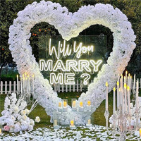 Arche métallique dorée en forme de cœur à double poteau de 2m x 2m pour toile de fond de mariage, support pour fleurs et ballons, idéale pour les mariages et fêtes en extérieur