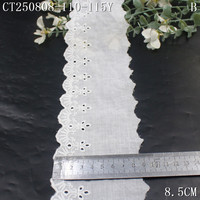 Bordure en dentelle œillet blanche écologique de 8 cm, garniture en dentelle brodée 100 % coton œillet pour vêtements d'enfants, vente en gros