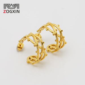 ZOGXIN Cuff Earrings Gold Geometric C-shaped Party Fashion Jewelry Stainless Steel Earrings - Product Image 1