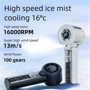 Mini Ventilador de Mano 100 Gear con Rociador de Agua, Ventilador Turbo de Alta Velocidad Recargable de 3000mAh con Pantalla LED, Ventilador Portátil - Product Image 6