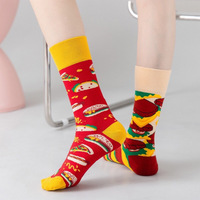 Funny Men's Pattern Dress Funky Fun Colorful Crew Asymmetric Mid-Tube Unisex Ab Mismatched Cotton Men's Funny Socks
