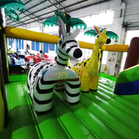 Château Gonflable Commercial pour Enfants, Toboggan Gonflable Extérieur en PVC de Qualité Professionnelle, Combo Jungle, Capacité 300KG
