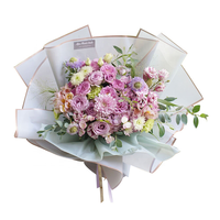 Bouquet de fleurs imperméable, 50 pièces, papier d'emballage, ornement artisanal, bordure dorée, multicolore, DIY