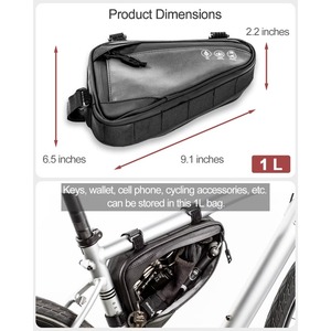Muestra Gratis, Bolsa de Bicicleta Impermeable Negra de Buena Calidad, Bolsa Trasera para Bicicleta, Bolsa para Tubo de Asiento, Bolsa para Cuadro de Bicicleta, Accesorios para Bicicleta - Product Image 3