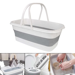 Lot de 10 outils de nettoyage ménager : Seau à serpillière portable et pliable, bassin rétractable pour la pêche, seaux pliables pour le <span class=keywords><strong>camping</strong></span> et le lavage de voiture - Product Image 1