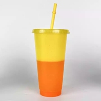 Promotion tasses à café simples 24oz réutilisable Bling couleur changeante 16oz gobelet avec paille