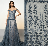 Tissu de luxe brodé de perles verticales florales en cristal, style Dubaï/Qatar, pour robes de mariée et de soirée de haute couture