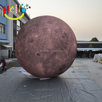Ballon décoratif extérieur adapté aux besoins du client d'éclairage de LED grande planète gonflable de lune pour la publicité