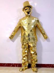 Funtoys MOQ 1 PCS Men Stage Laser Dance Mirror Costume Nightclub Party Show Mirror <strong>Suits</strong> <strong>Silver</strong> Mirror Costume - Product Image 2