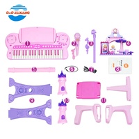 Jouet de musique de piano électronique avec orgue de bureau et de chaise avec microphone pour fille