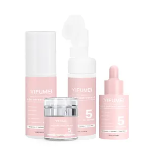 5 In 1 Kit Anti Aging Wrinkles Vitamin C Hyaluronic Acid Brightening Face Serum Facial Cream Skin Care Set