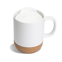 Nueva Llegada, Venta Caliente, Taza de Café de Cerámica Blanca para Sublimación de 390 ml con Tapa y Base de Corcho