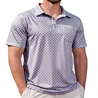 Polo de Golf para Hombre, Corte Ajustado, Secado Rápido, Estampado, Transpirable, Tejido Elástico en 4 Direcciones, Absorbe la Humedad, Bolsillo en el Pecho, Diseño con Ventilación Lateral
