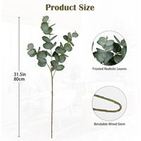 Ramas de Eucalipto Artificiales de 31.5 Pulgadas, 1 Pieza, Ramas Altas, Hojas de Seda Sintética para Decoración del Hogar, Bodas, Estantes y Cocina