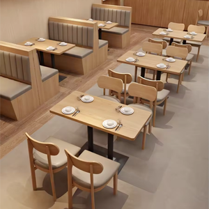 Juego de Mesa y Sillas de Comedor Comercial de Comida Rápida Japonesa Económica con Juego de Sofás Tipo Cabina para Uso en Cafeterías, Hoteles y Restaurantes - Product Image 6
