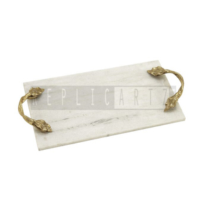 Bandeja de Servir de Madera de Lujo Estilo Art Deco Maximus International con Asas de Hoja de Oro |   Decoración Rectangular Multifuncional - Product Image 3