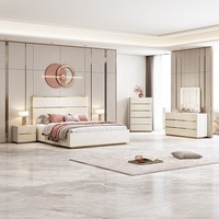 Lit double, meubles de chambre modernes, ensembles complets de meubles de chambre, cadre en bois, lit double de luxe, ensemble de chambre king size