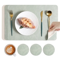 Set de table en cuir texturé en peau de vache avec logo personnalisé, imperméable, antidérapant, résistant à la chaleur, pour restaurant, hôtel