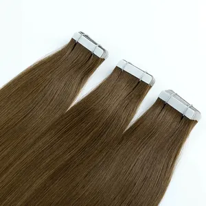 Double Drawn Russian Tape In Hair Extension 101% Virgin Human Hair Remy Tape In Hair Extensions