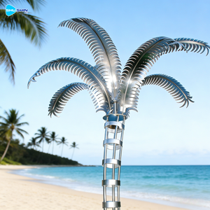 Escultura Decorativa de Palmera Grande en Acero Inoxidable Pulido - Product Image 4
