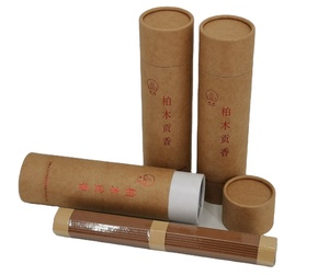 Eco-Friendly Brown Kraft Curled Edge Paper Tube with Hot Red Gold For Incense Stick Packaging