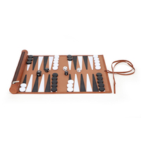 Luxuriöses PU-Leder Backgammon-Set Aufrollbares Tragbares Reise-Faltbares Strategie-Brettspiel Mit Aufbewahrungstasche Personalisiert
