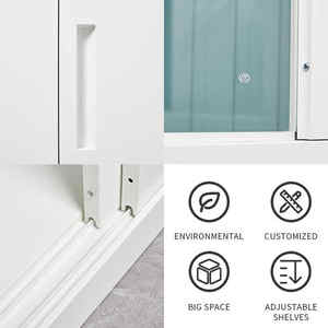 Archivador ejecutivo de metal con 2 puertas de acero y 2 vidrios, almacenamiento de doble acceso para oficina corporativa, Bufete de Abogados Bancarios - Product Image 5