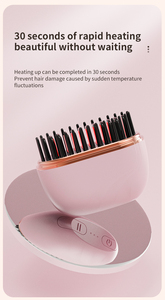 Plancha de Pelo Inalámbrica USB Recargable al por Mayor con Cepillo Caliente, Portátil para Uso Doméstico, Compatible con el Idioma Español - Product Image 2