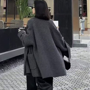 เสื้อสเวตเตอร์ถักสำหรับผู้หญิงเสื้อคาร์ดิแกนสเวตเตอร์ถักแบบกำหนดเองทำจากไนลอน - Product Image 4