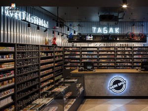 Diseño de Tienda de Tabaco Industrial Ecológico Personalizado, Vitrinas de Vidrio, Sistema de Estanterías Abiertas, Iluminación LED, Comercio Minorista de Lujo - Product Image 4